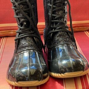 Sugar Black Glitter Winter & Rain Boots